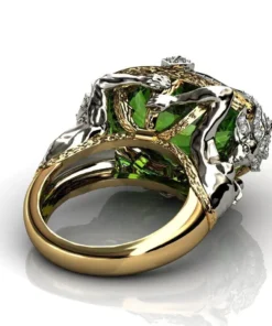 14K Yellow Gold Natural Emerald Gemstone Ring Jewellery 14K Gold Jade Ring