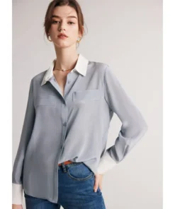 Birdtree Silk Dress Shirts Women Blouses