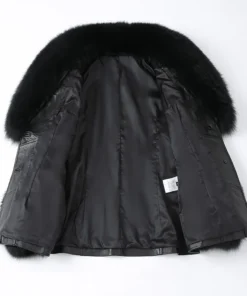 Leather Fur Coat Women Jacket Cuffs