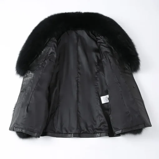 Leather Fur Coat Women Jacket Cuffs