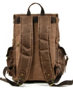 Alternative view of Large Capacity Vintage Backpack Oil Waxed Canvas