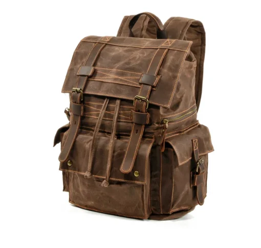 Large Capacity Vintage Backpack Oil Waxed Canvas