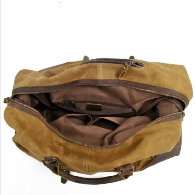 Large Zippered Cowhide Tote Duffle Bag Canvas
