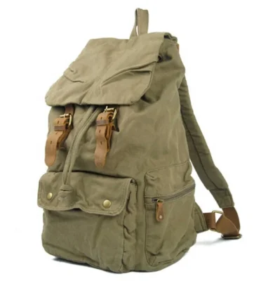 Vintage Khaki Middle School Backpack Rucksack