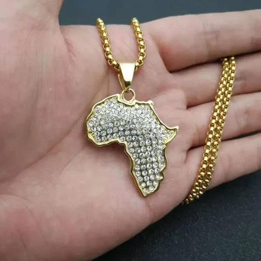 Africa Map Crystal Map Necklace