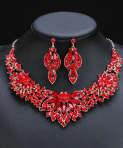 Alternative view of Top Quality Set Wedding Crystal Earrings Necklace Luxury