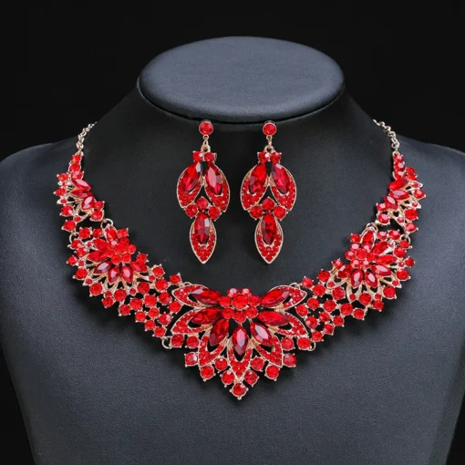 Top Quality Set Wedding Crystal Earrings Necklace Luxury - Image 2