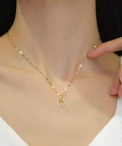 Necklace Earrings Set Titanium Diamond Two Piece