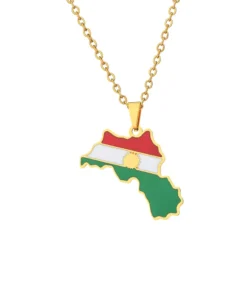 Kurdistan National Flag Map Necklace