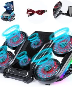 Laptop Cooling Pad with Phone Holder, RGB Gaming