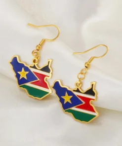South Sudan Flag Earrings Map Earrings