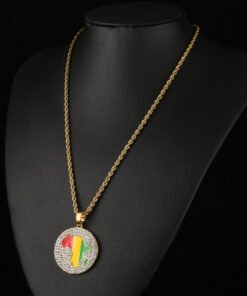 Alternative view of Africa Map Necklace Crystal Guinea Flag