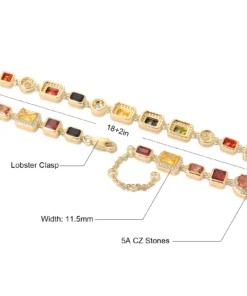 Alternative view of Sparkly Multi Gemstone Choker Chain 18K Real Gold