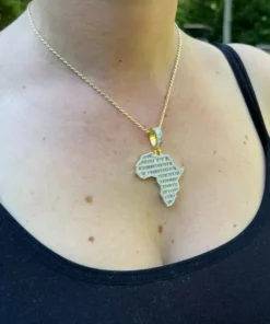 Alternative view of Micro Pave Rectangle Africa Map Necklace